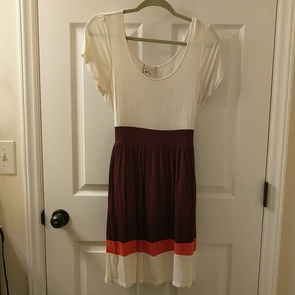Cream brown and orange dress